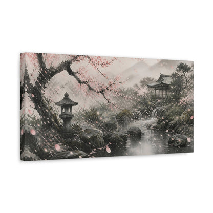 Side Mockup 3. Cherry Blossom Nature Scene shown as canvas print