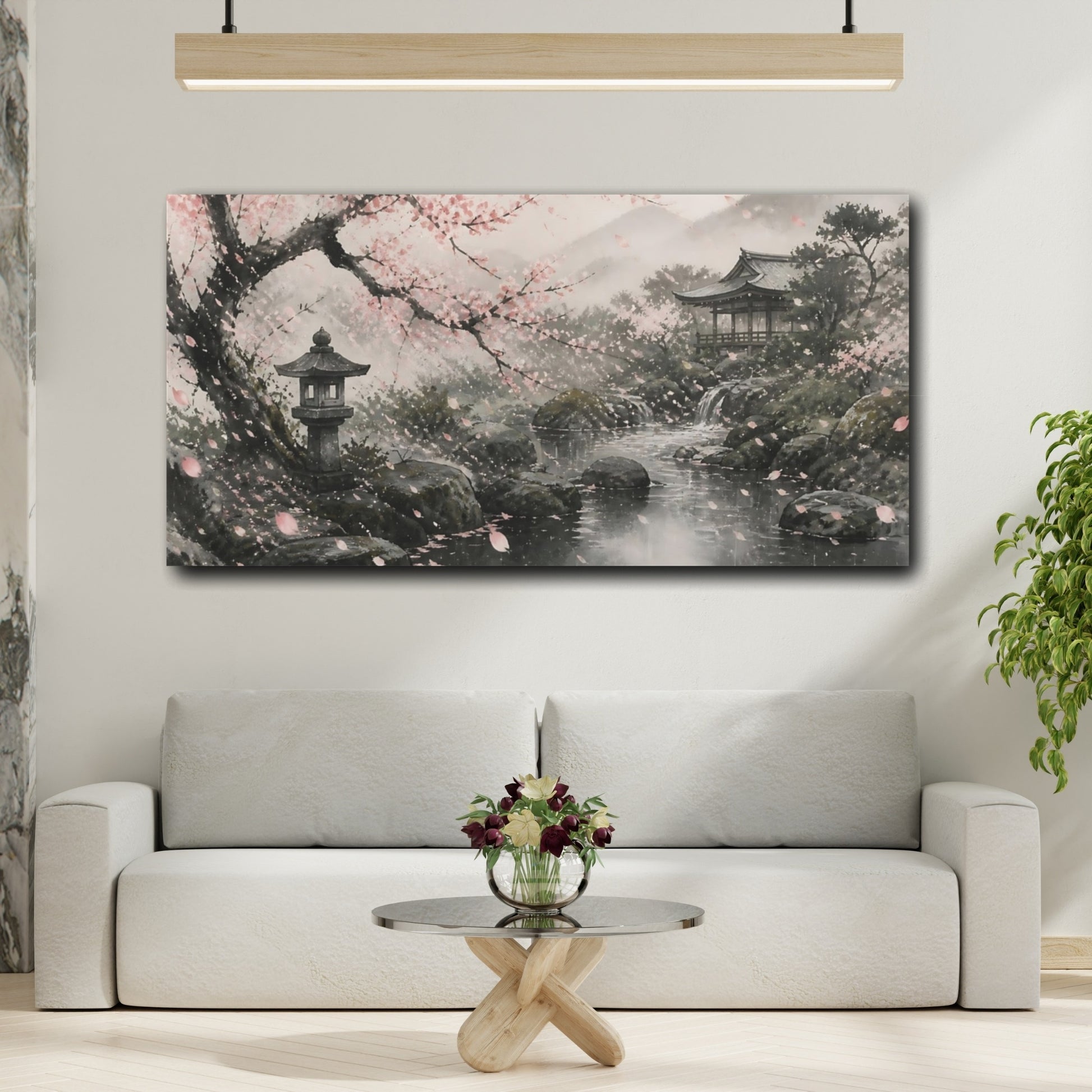 Mockup 2. Cherry Blossom Nature Scene shown as canvas print