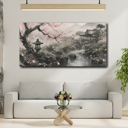 Mockup 2. Cherry Blossom Nature Scene shown as canvas print