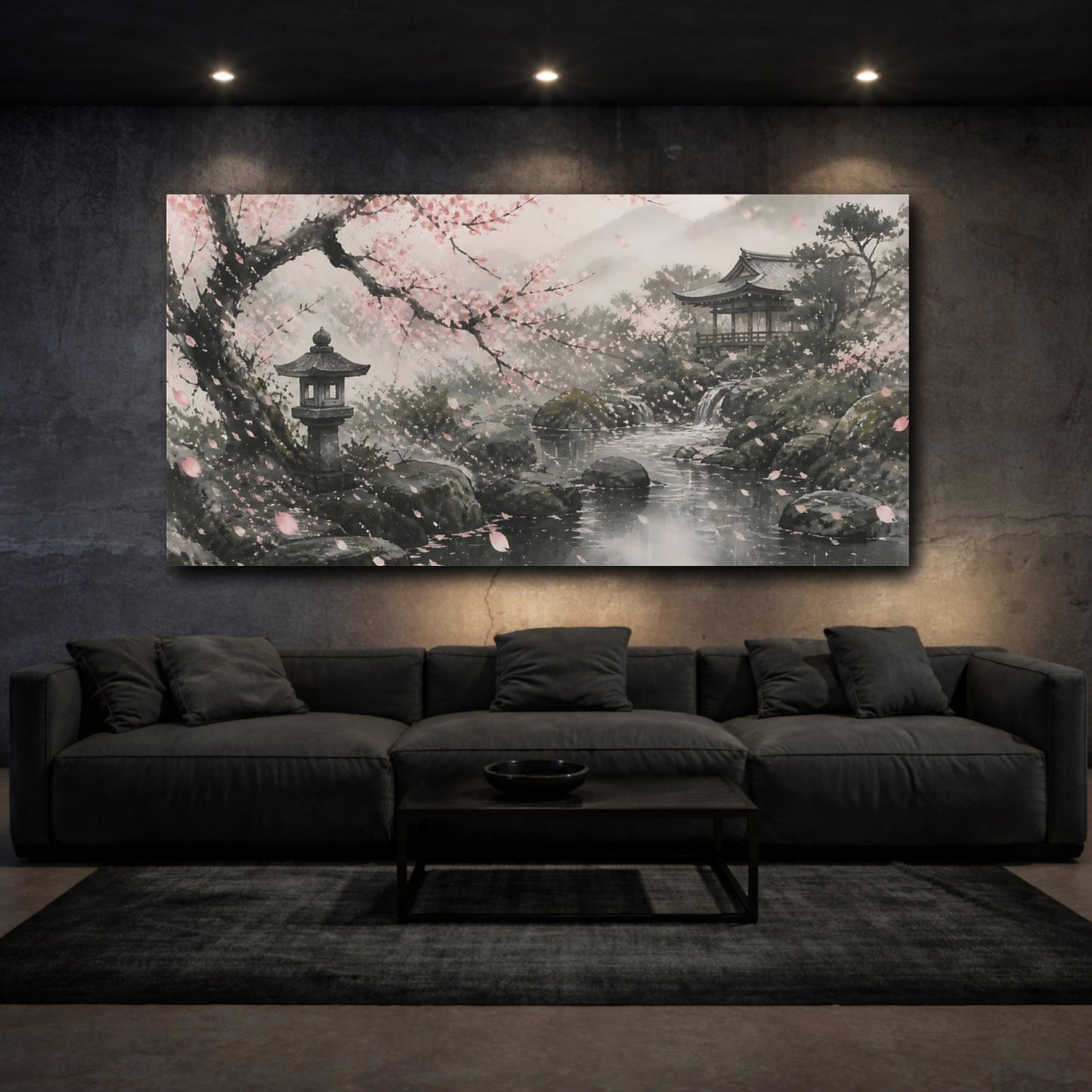 Mockup 3. Cherry Blossom Nature Scene shown as canvas print