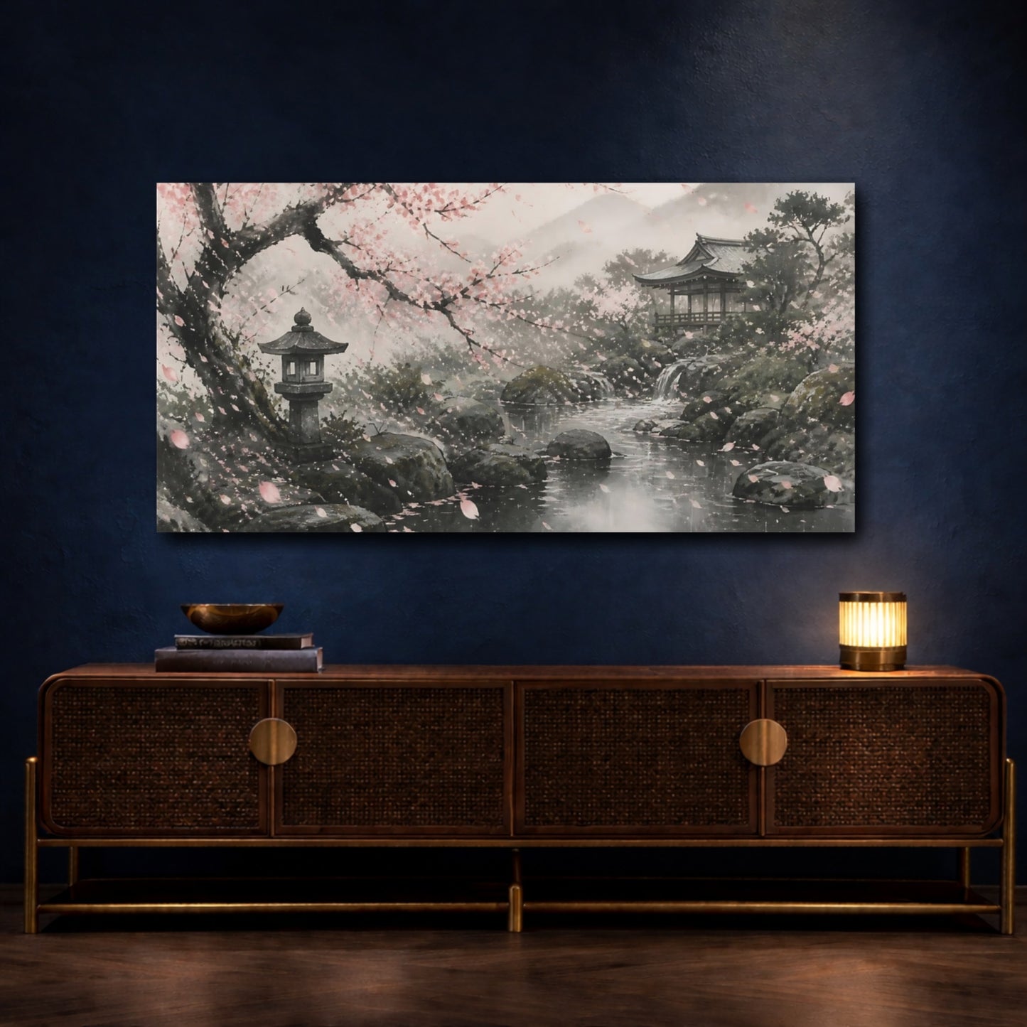 Mockup 4. Cherry Blossom Nature Scene shown as canvas print