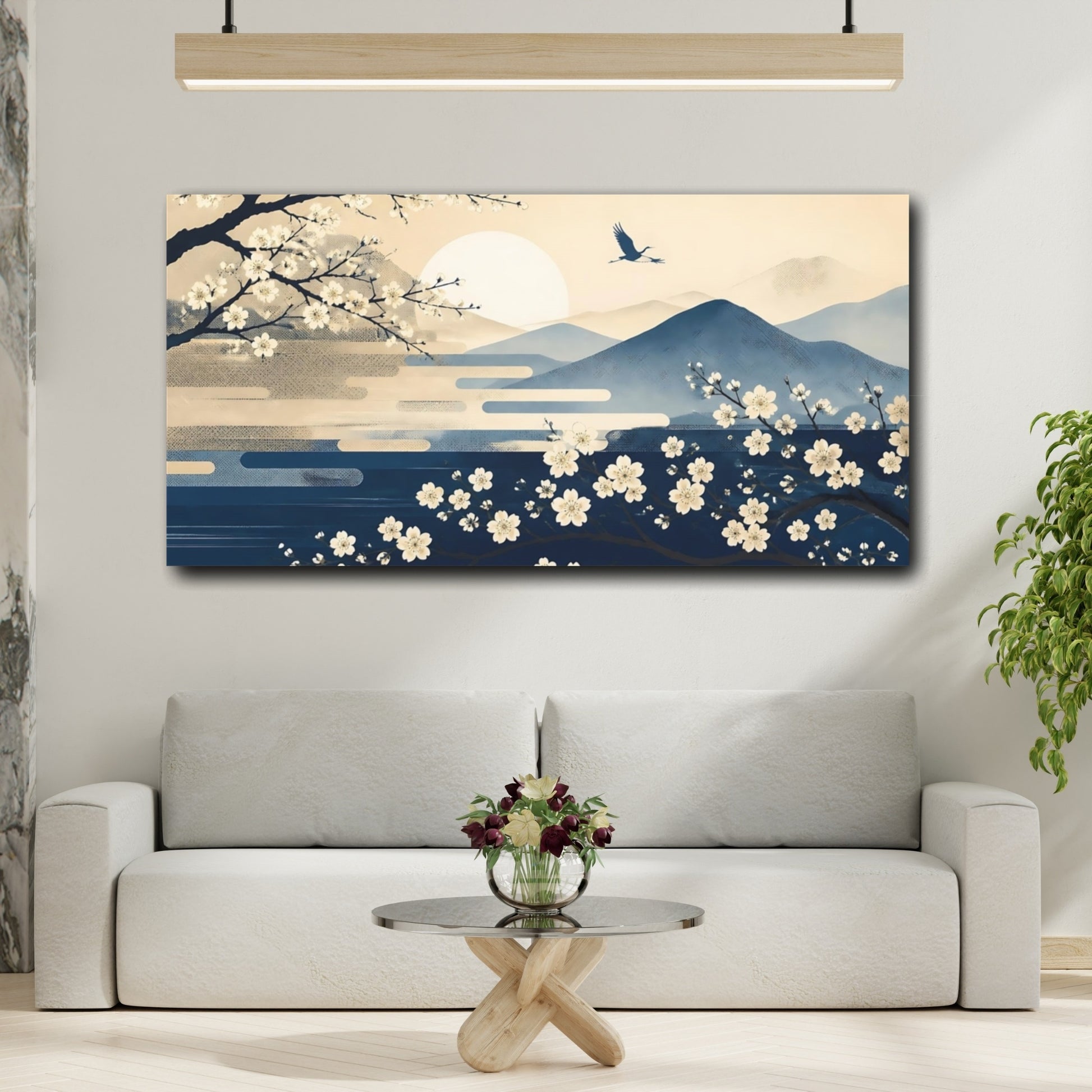 Mockup 2. Cherry Blossom Sunrise shown as canvas print