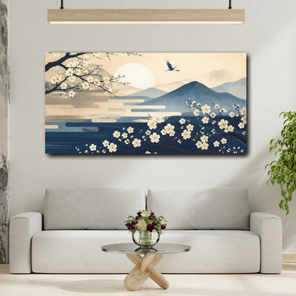 Mockup 2. Cherry Blossom Sunrise shown as canvas print