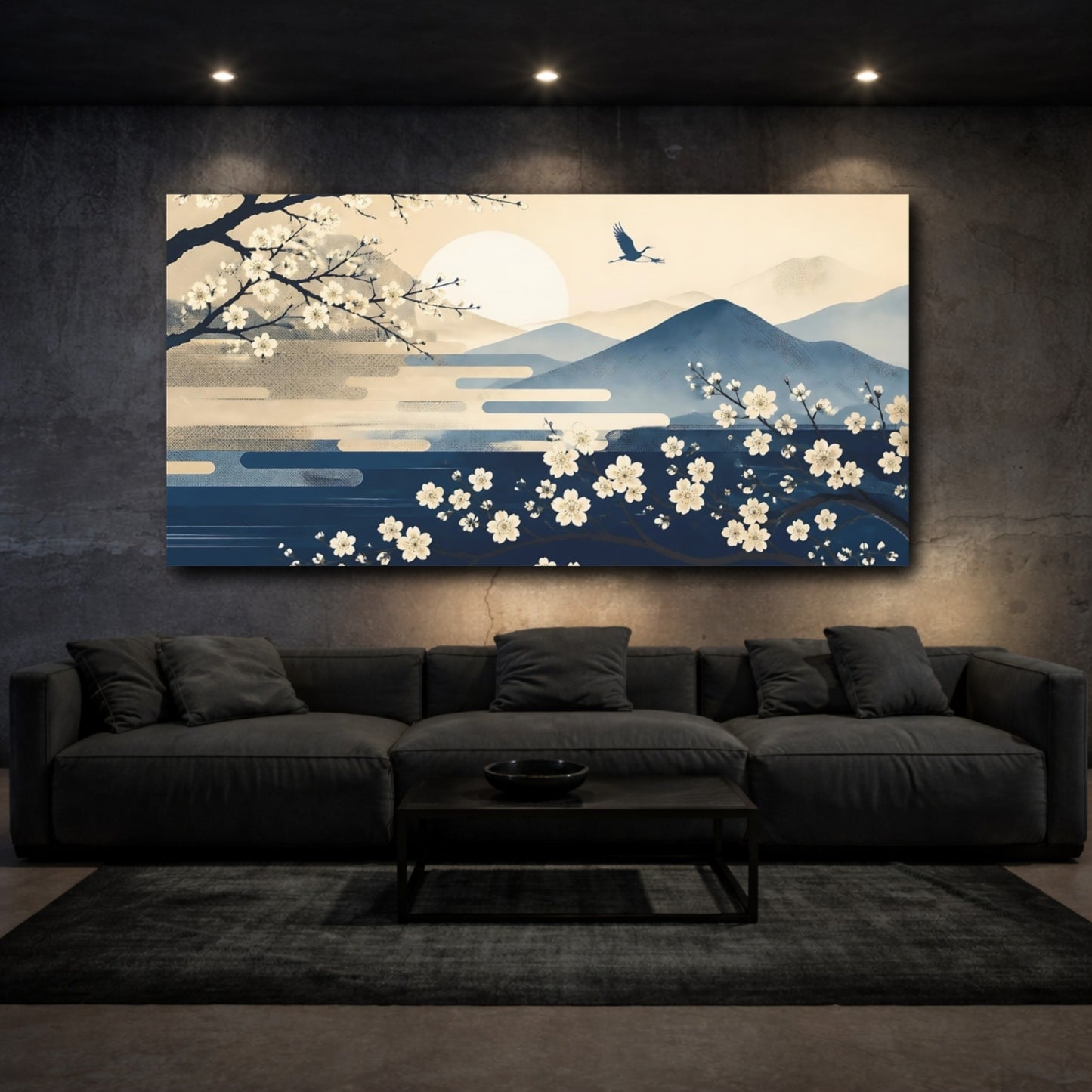 Mockup 3. Cherry Blossom Sunrise shown as canvas print