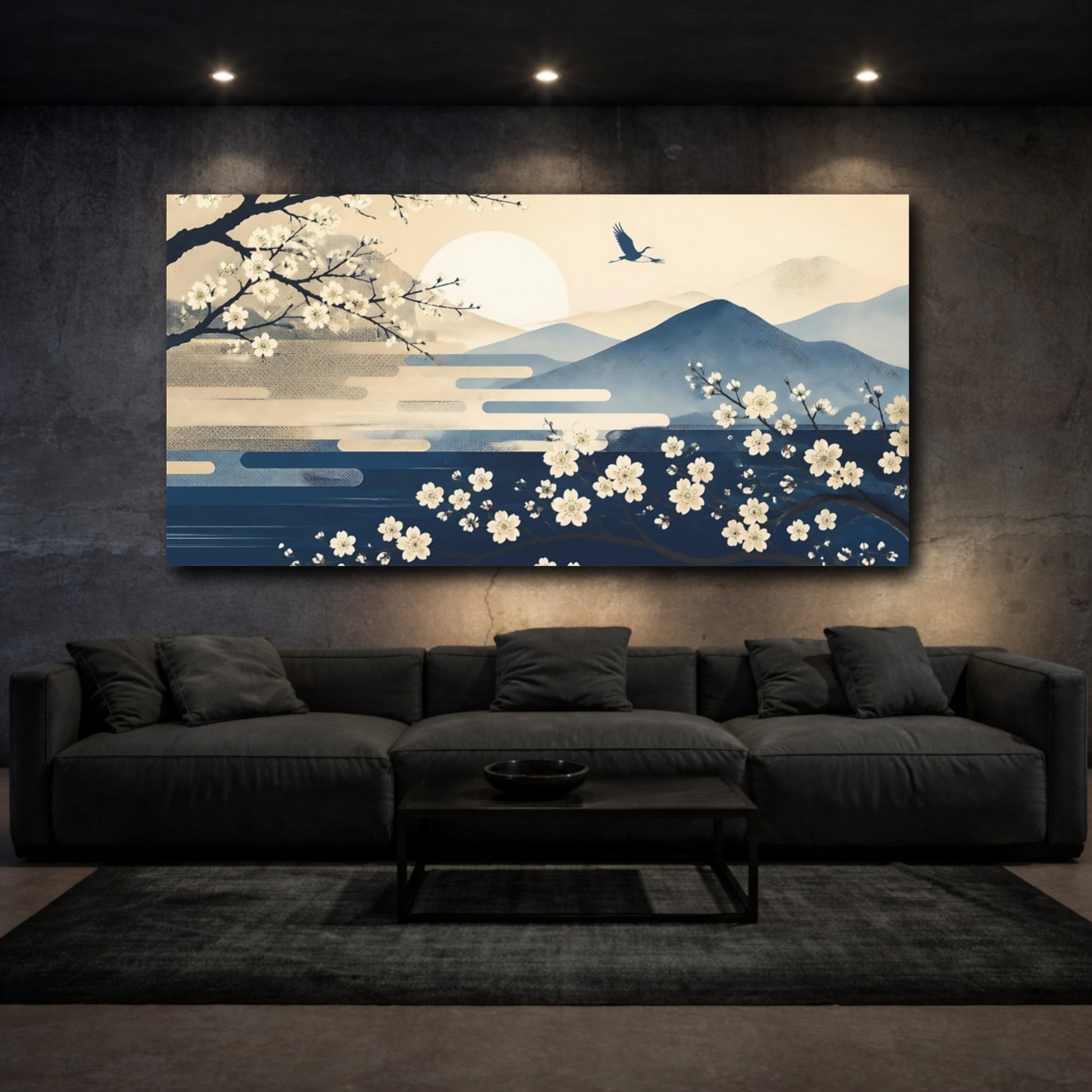 Mockup 3. Cherry Blossom Sunrise shown as canvas print