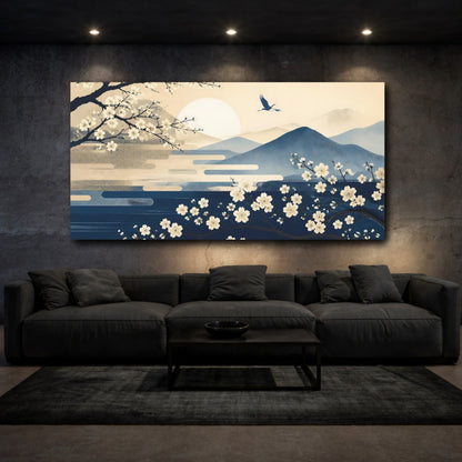 Mockup 3. Cherry Blossom Sunrise shown as canvas print
