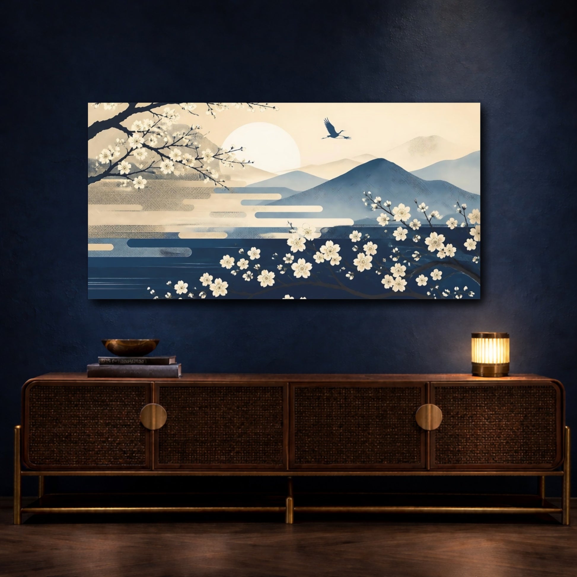 Mockup 4. Cherry Blossom Sunrise shown as canvas print