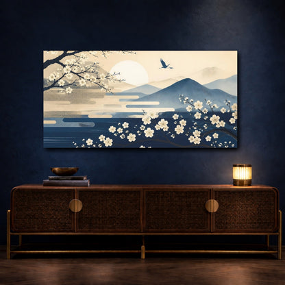 Mockup 4. Cherry Blossom Sunrise shown as canvas print