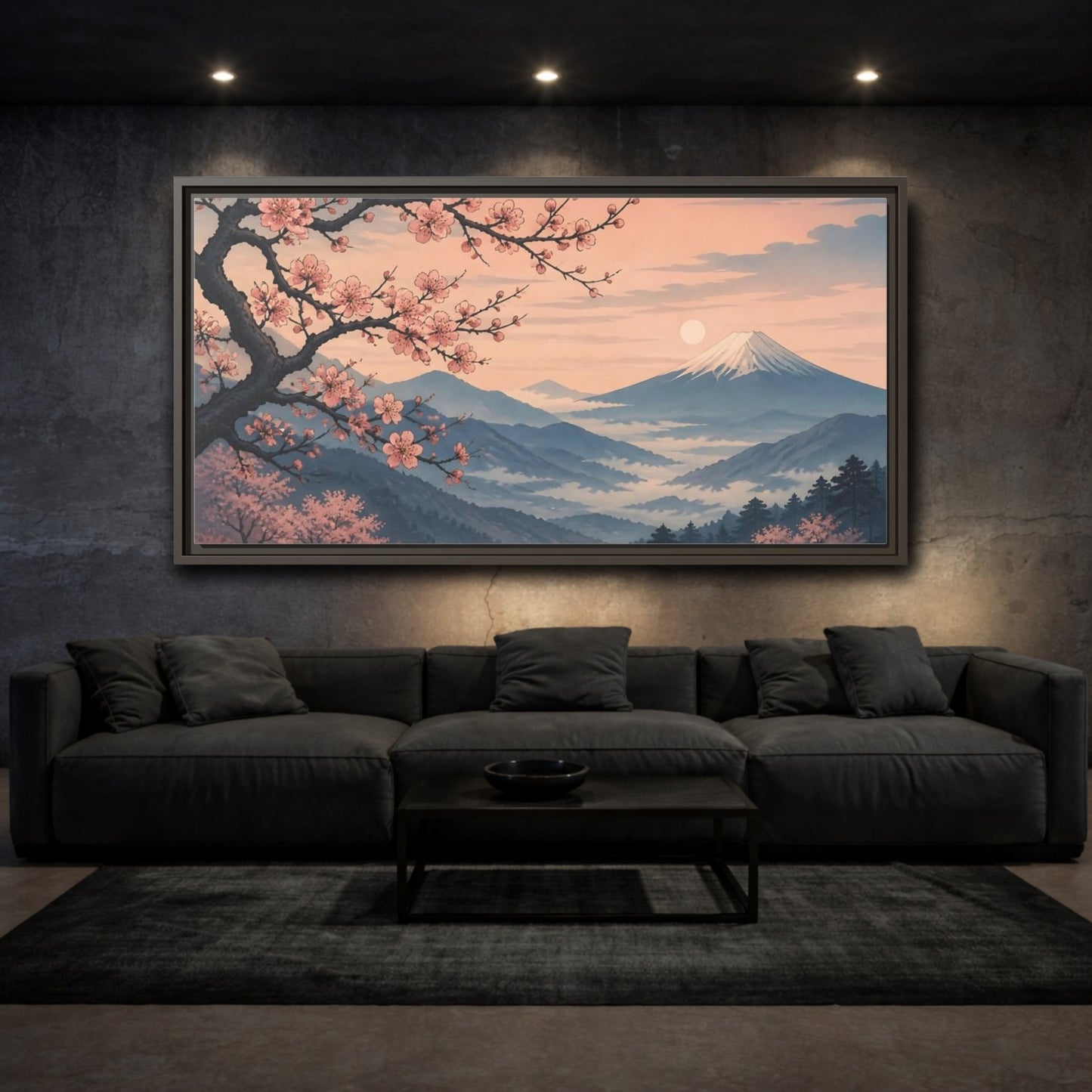 Mockup 3. Cherry Blossoms At Dawn shown as framed canvas print