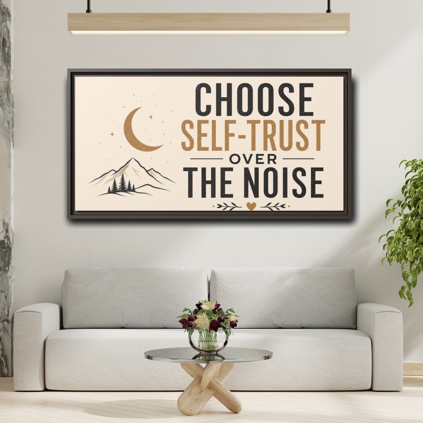 Mockup 2. Choose Self-Trust Quote shown as framed canvas print