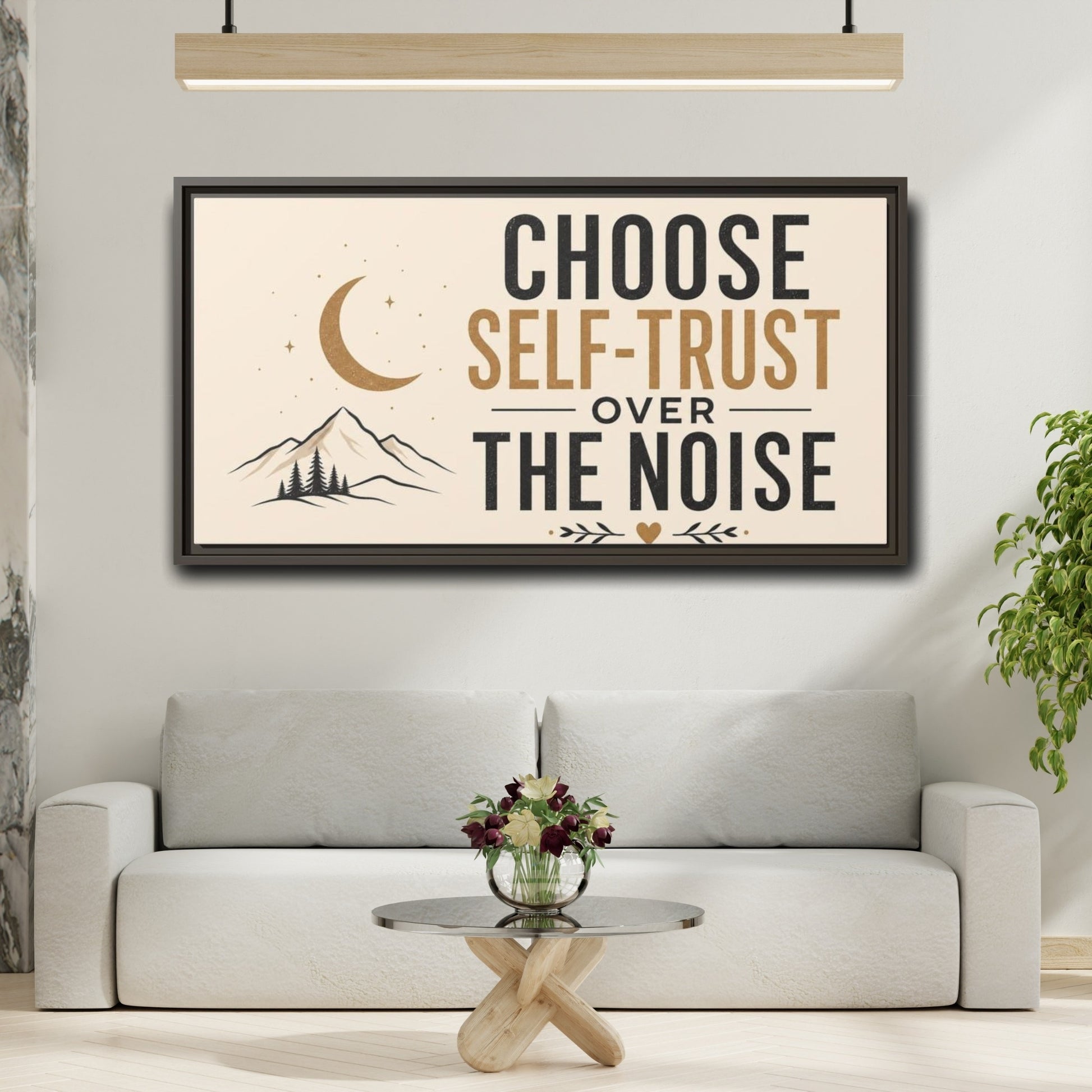Mockup 2. Choose Self-Trust Quote shown as framed canvas print