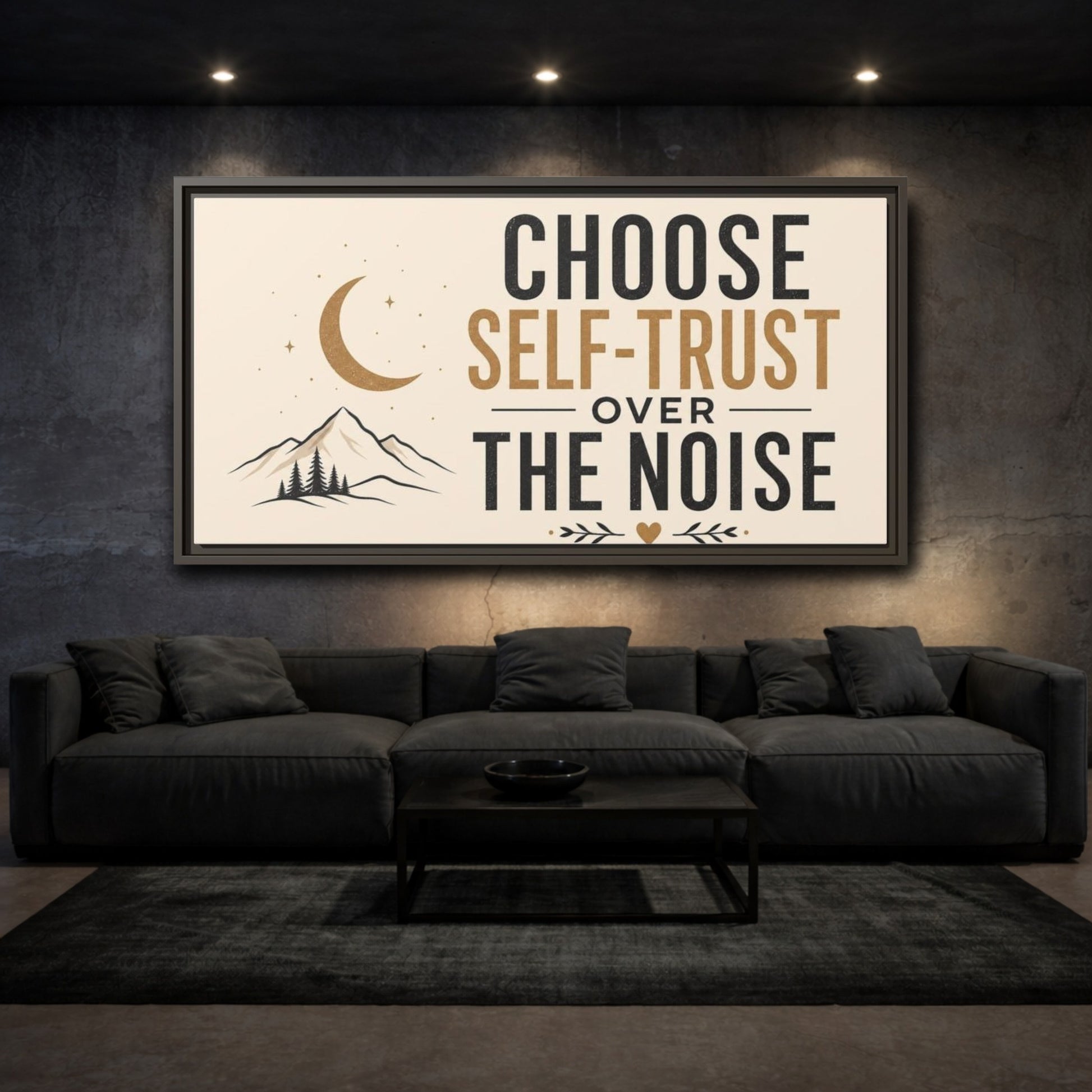 Mockup 3. Choose Self-Trust Quote shown as framed canvas print