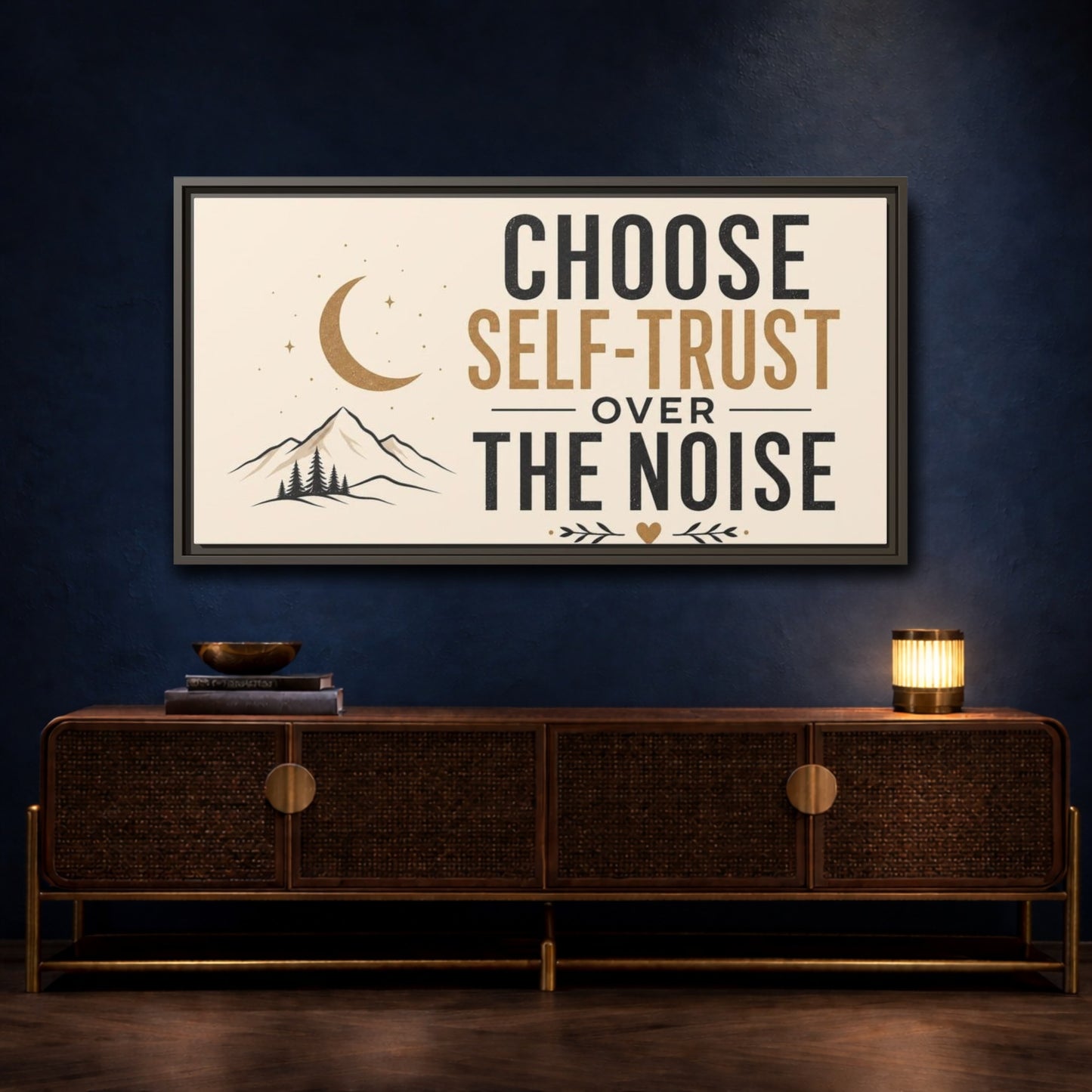 Mockup 4. Choose Self-Trust Quote shown as framed canvas print