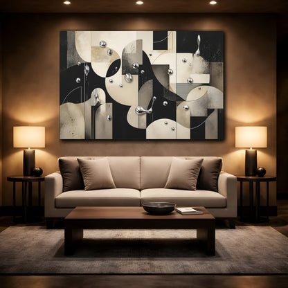 Mockup 2. Chrome Droplets Abstract shown as canvas print
