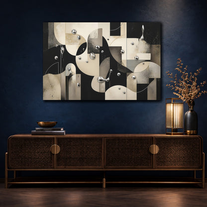 Mockup 4. Chrome Droplets Abstract shown as canvas print