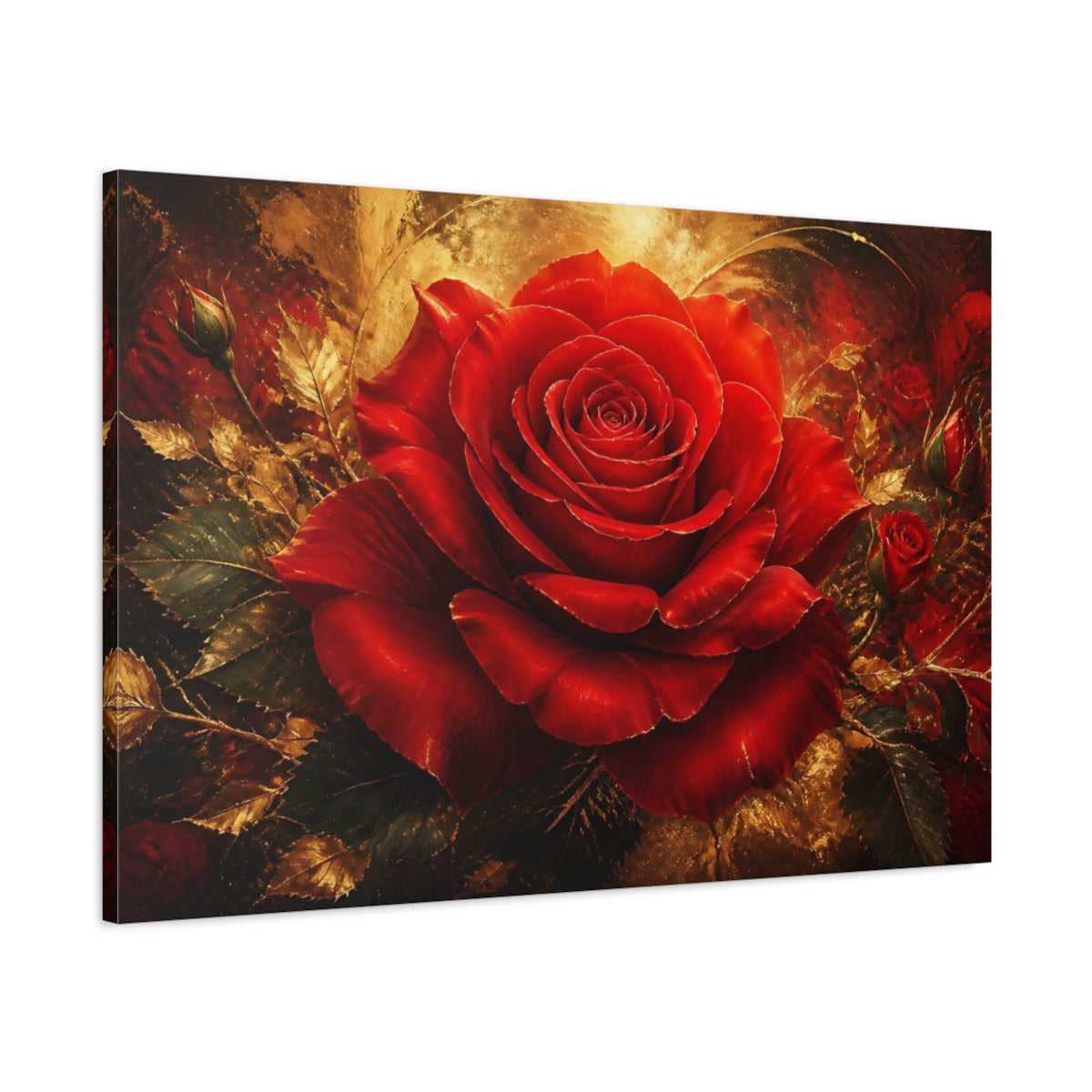 Main Mockup. Cinematic Crimson Rose shown as canvas print