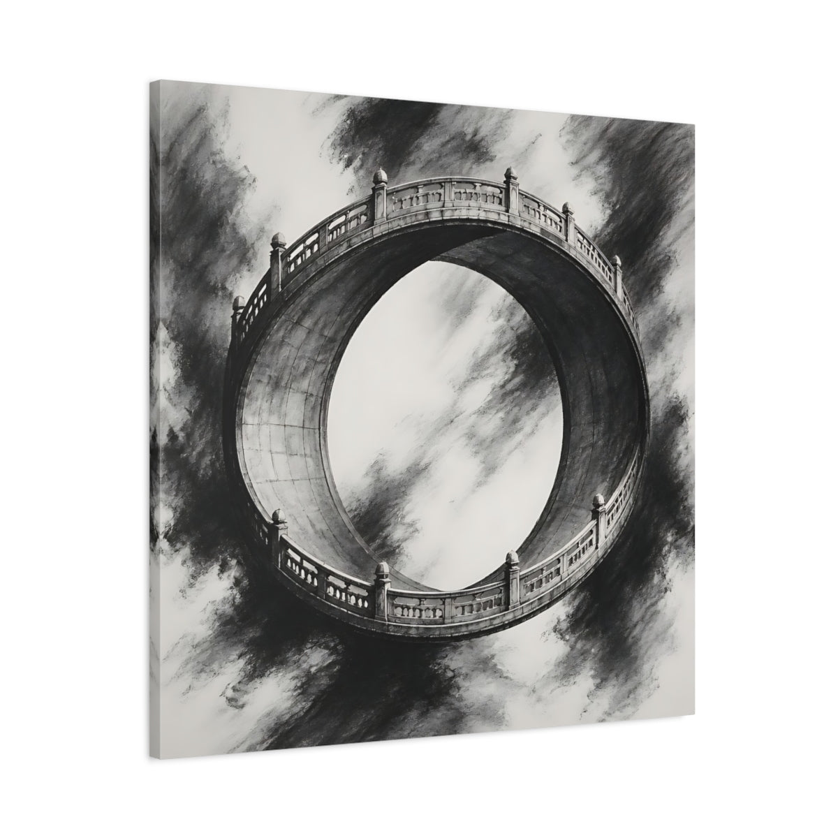 Main Mockup. Circular Bridge Illusion shown as canvas print