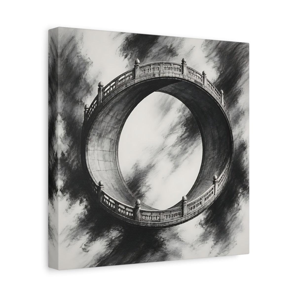 Side Mockup 8. Circular Bridge Illusion shown as canvas print