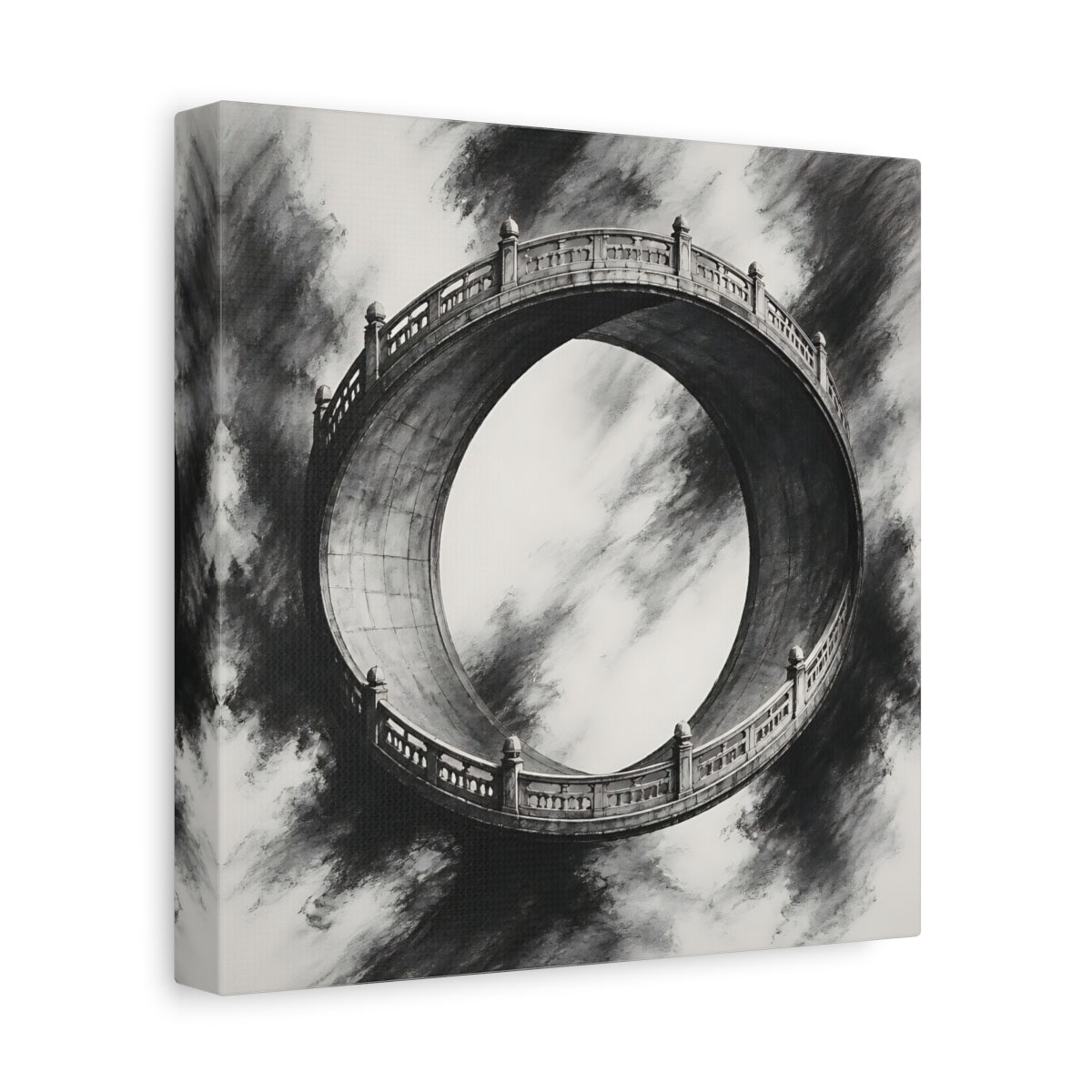 Side Mockup 9. Circular Bridge Illusion shown as canvas print
