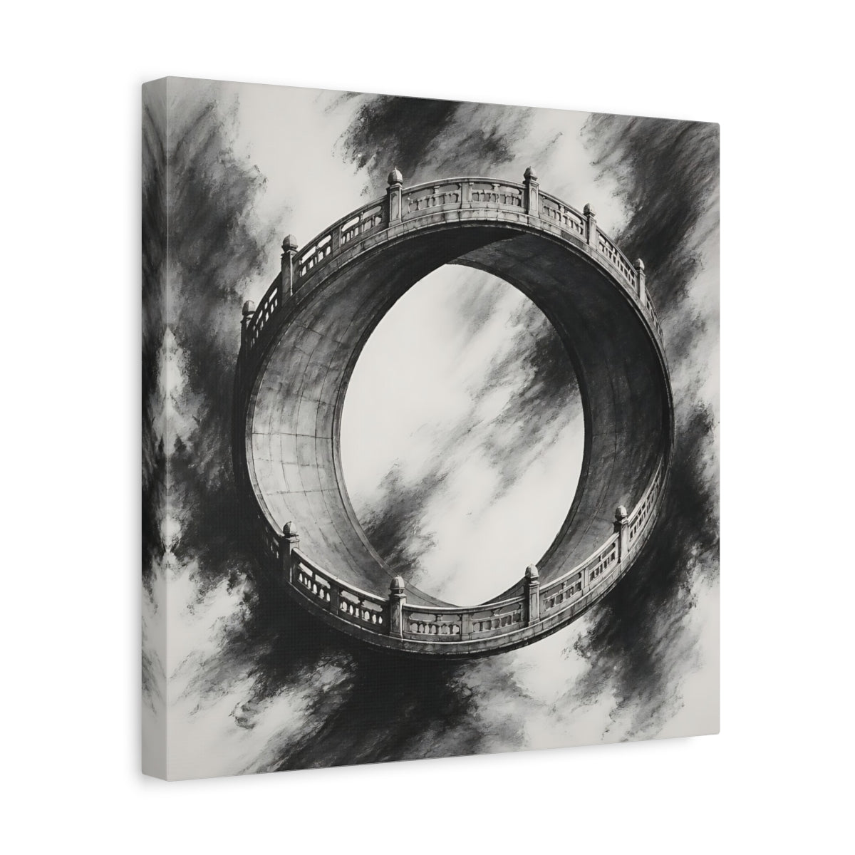 Side Mockup 7. Circular Bridge Illusion shown as canvas print