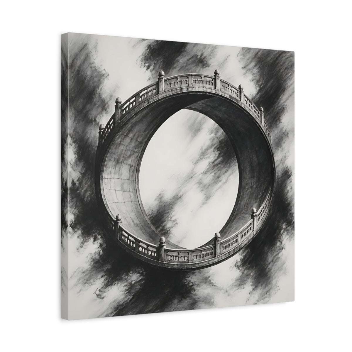 Side Mockup 5. Circular Bridge Illusion shown as canvas print