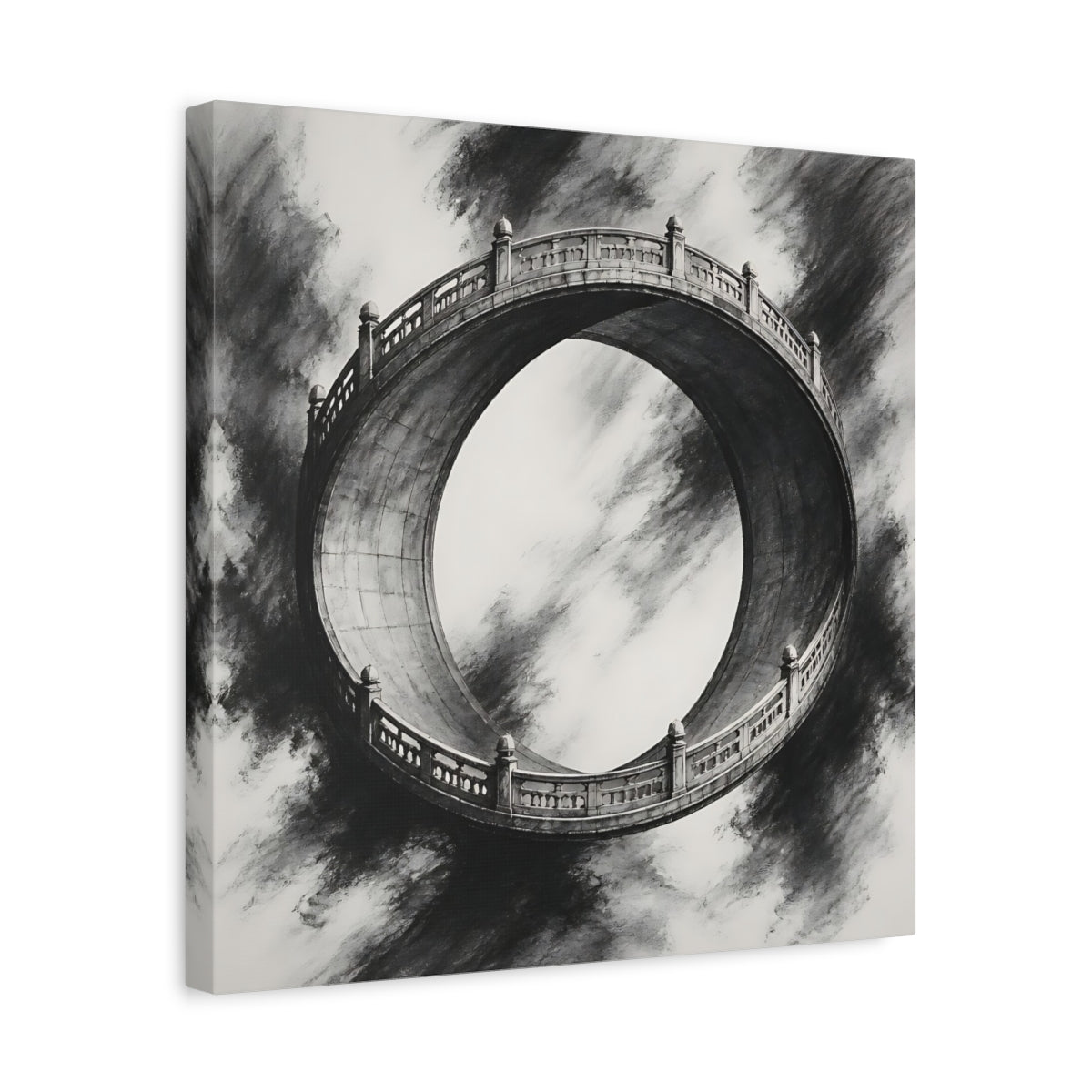 Side Mockup 6. Circular Bridge Illusion shown as canvas print