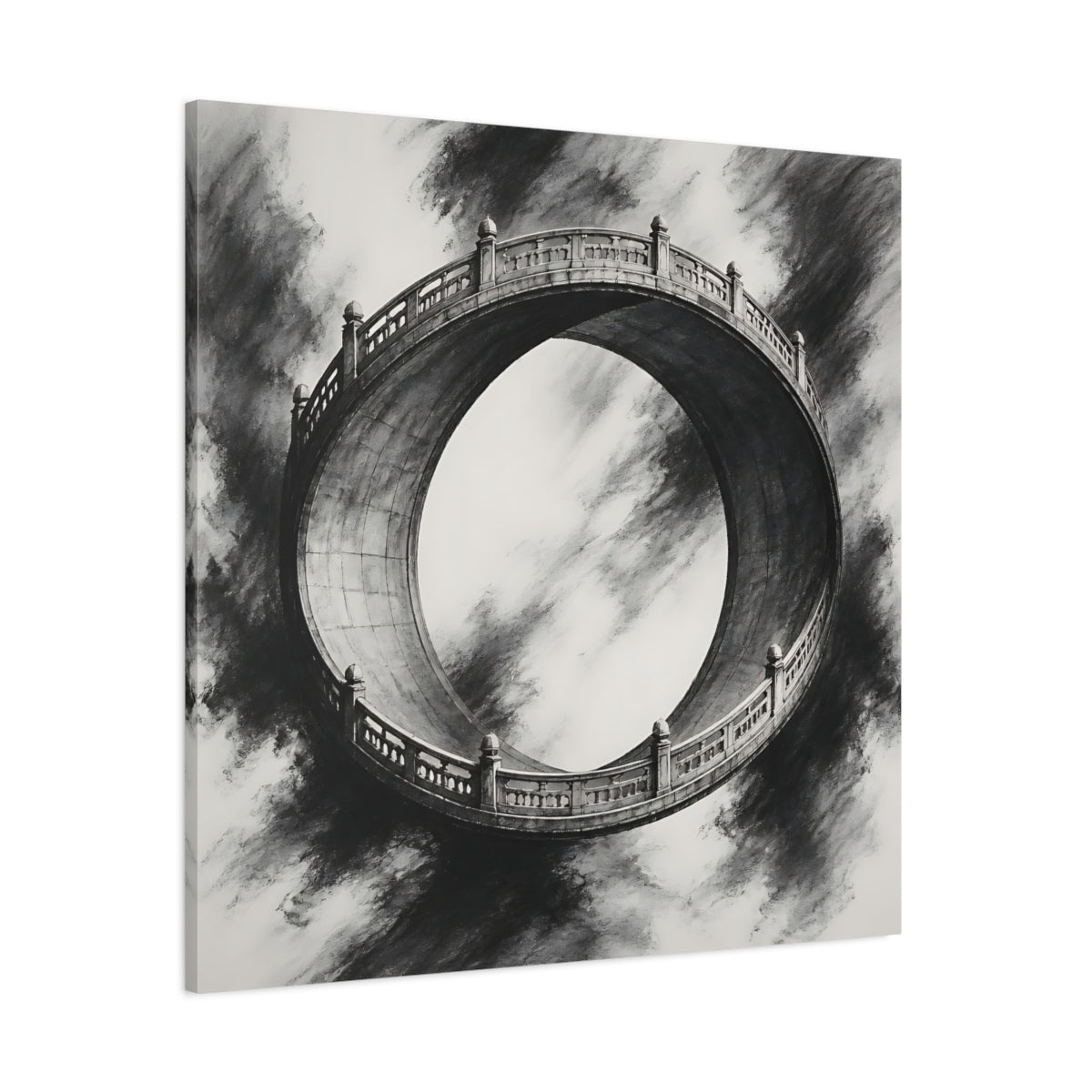 Side Mockup 1. Circular Bridge Illusion shown as canvas print