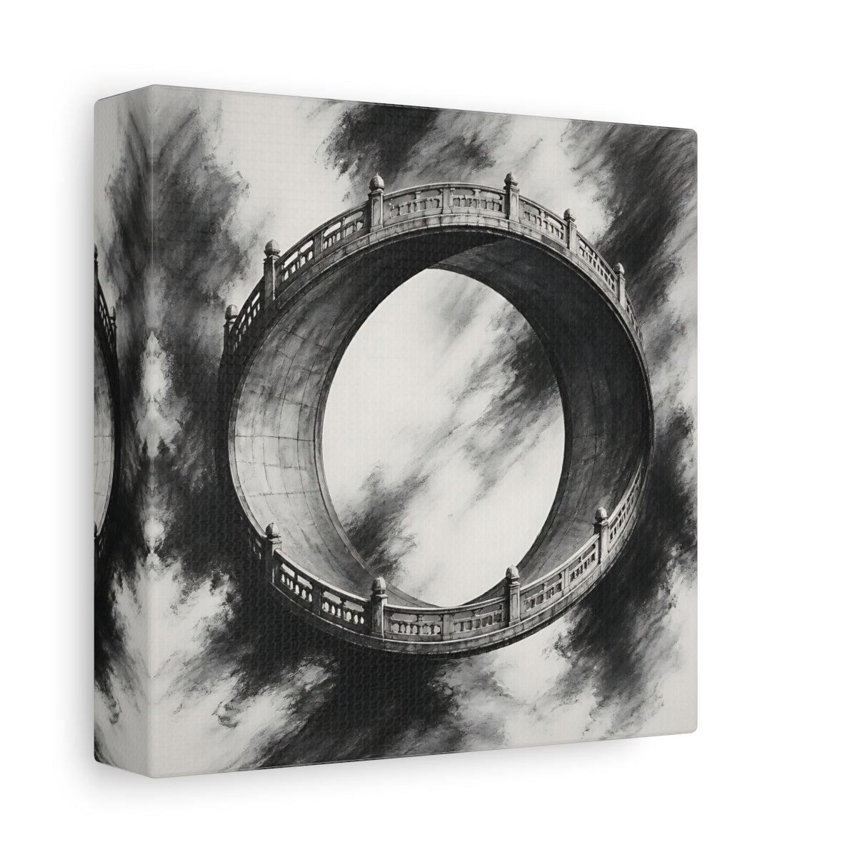 Side Mockup 2. Circular Bridge Illusion shown as canvas print