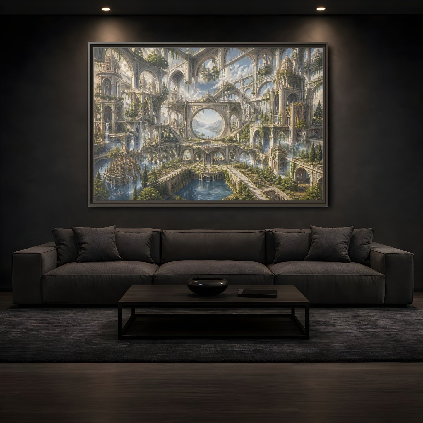 Mockup 3. Citadel Of Infinite Arches shown as framed canvas print