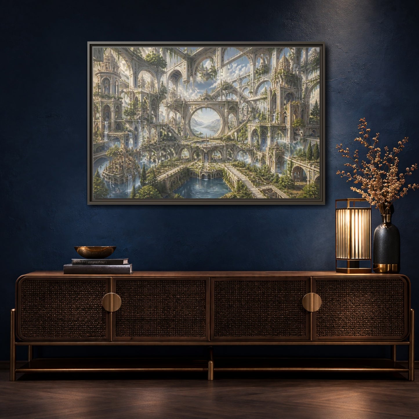 Mockup 4. Citadel Of Infinite Arches shown as framed canvas print
