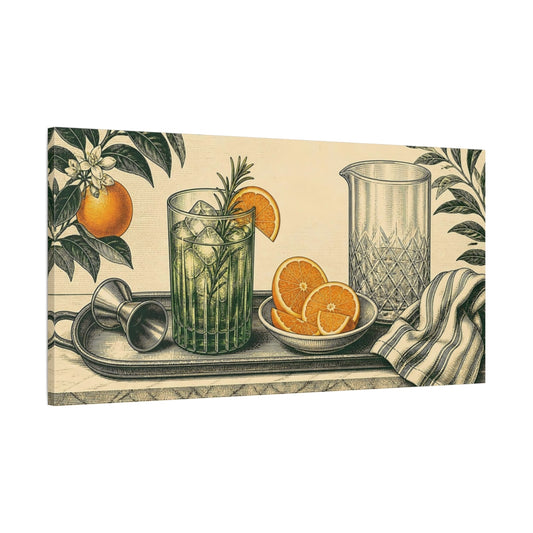 Main Mockup. Citrus Bar Still Life shown as canvas print