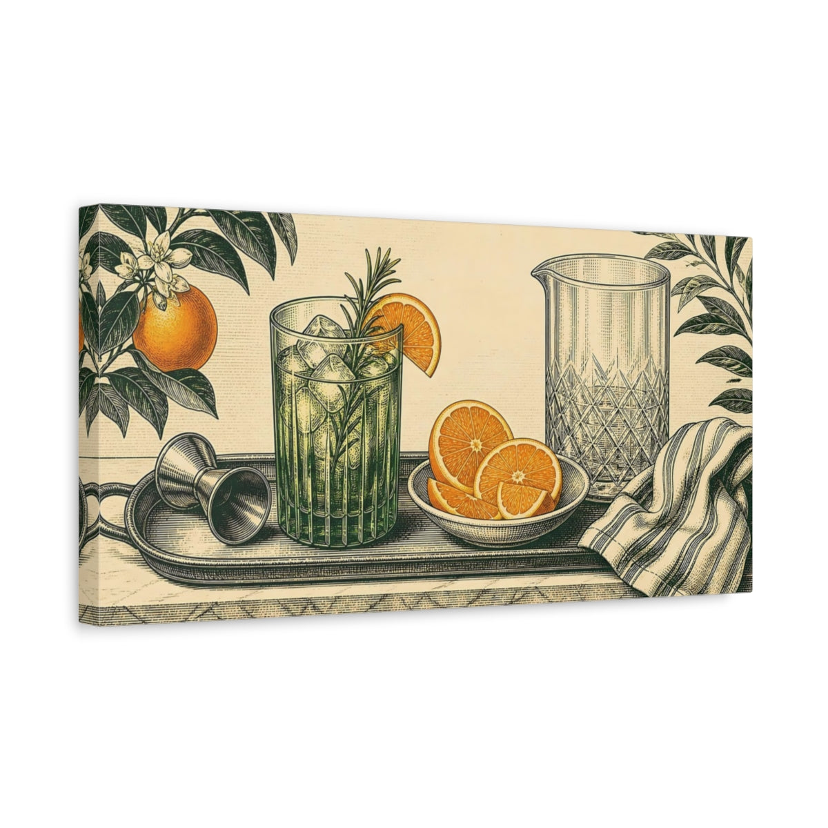 Side Mockup 3. Citrus Bar Still Life shown as canvas print