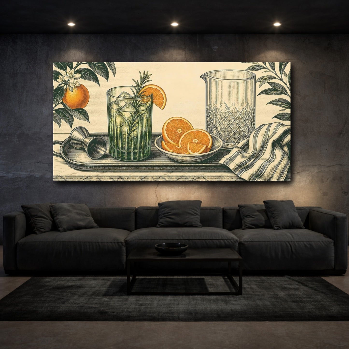 Mockup 3. Citrus Bar Still Life shown as canvas print