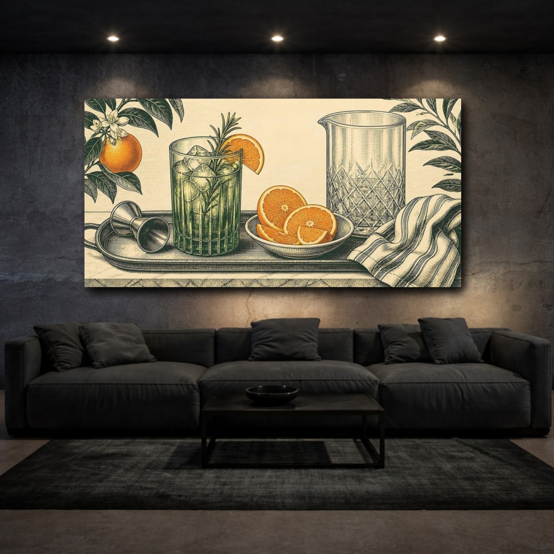 Mockup 3. Citrus Bar Still Life shown as canvas print
