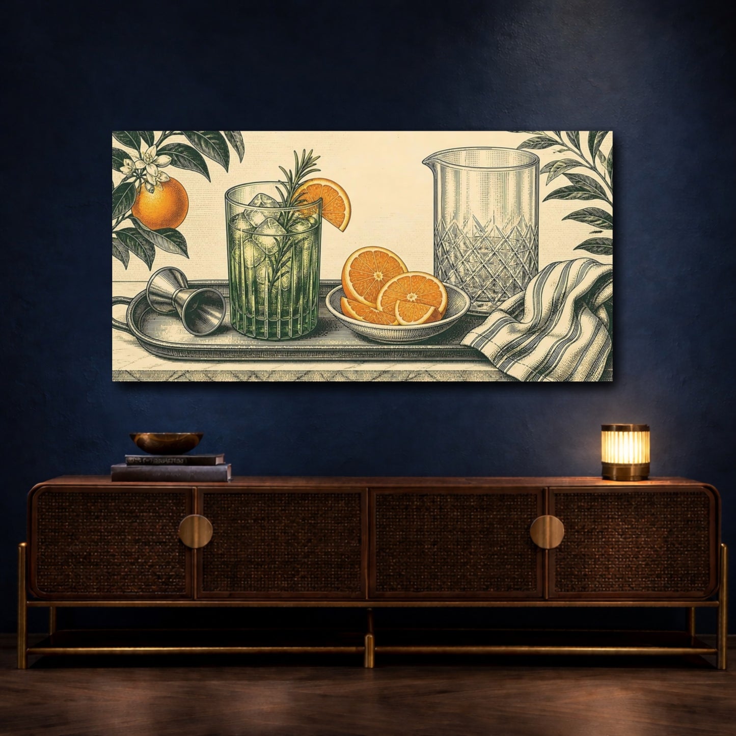Mockup 4. Citrus Bar Still Life shown as canvas print