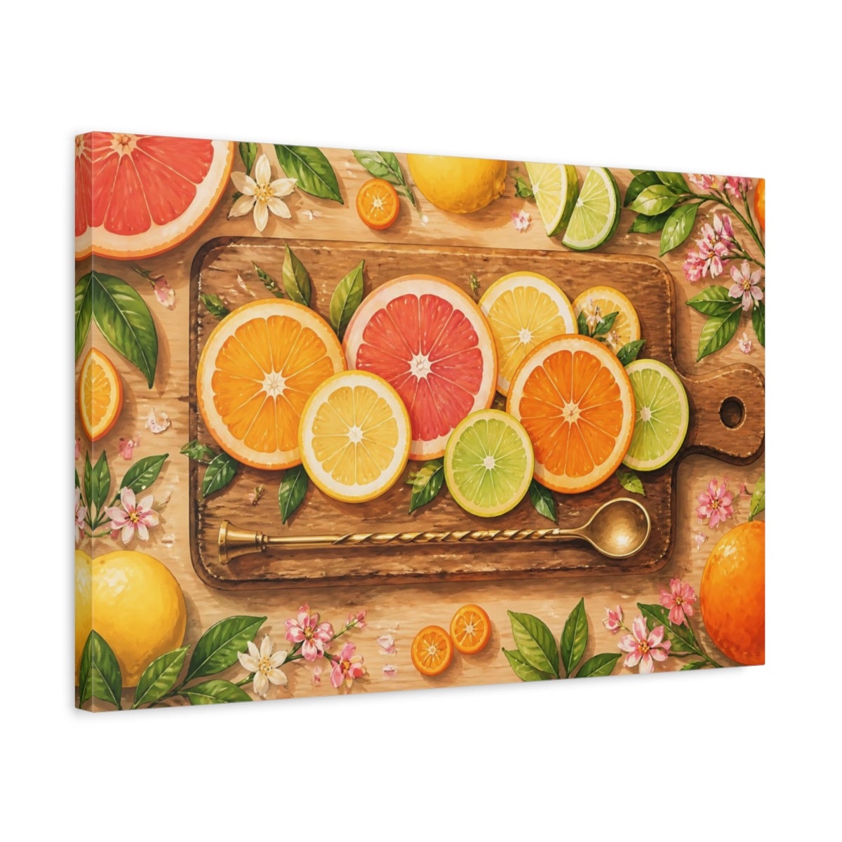 Side Mockup 3. Citrus Tasting Board shown as canvas print