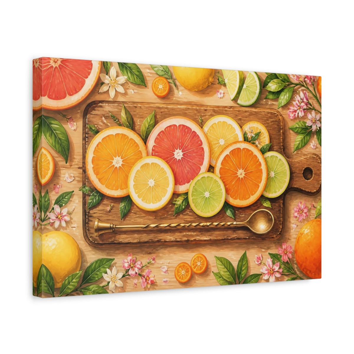 Side Mockup 4. Citrus Tasting Board shown as canvas print