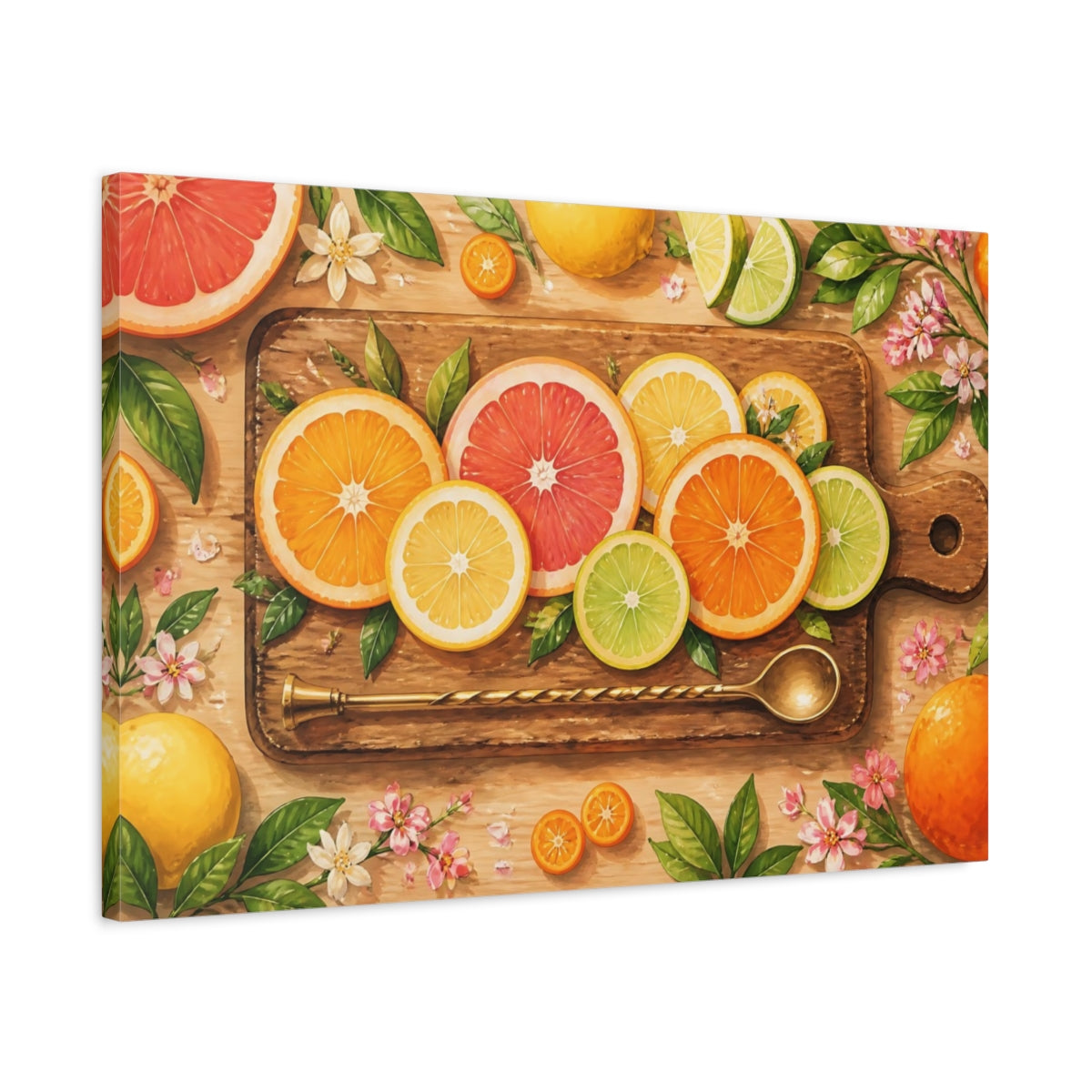 Side Mockup 2. Citrus Tasting Board shown as canvas print