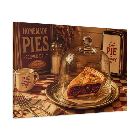 Main Mockup. Classic Cherry Pie Slice shown as canvas print