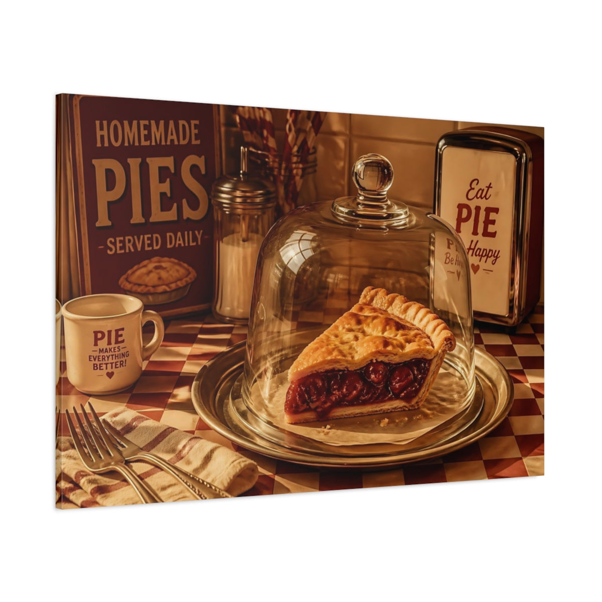 Side Mockup 1. Classic Cherry Pie Slice shown as canvas print