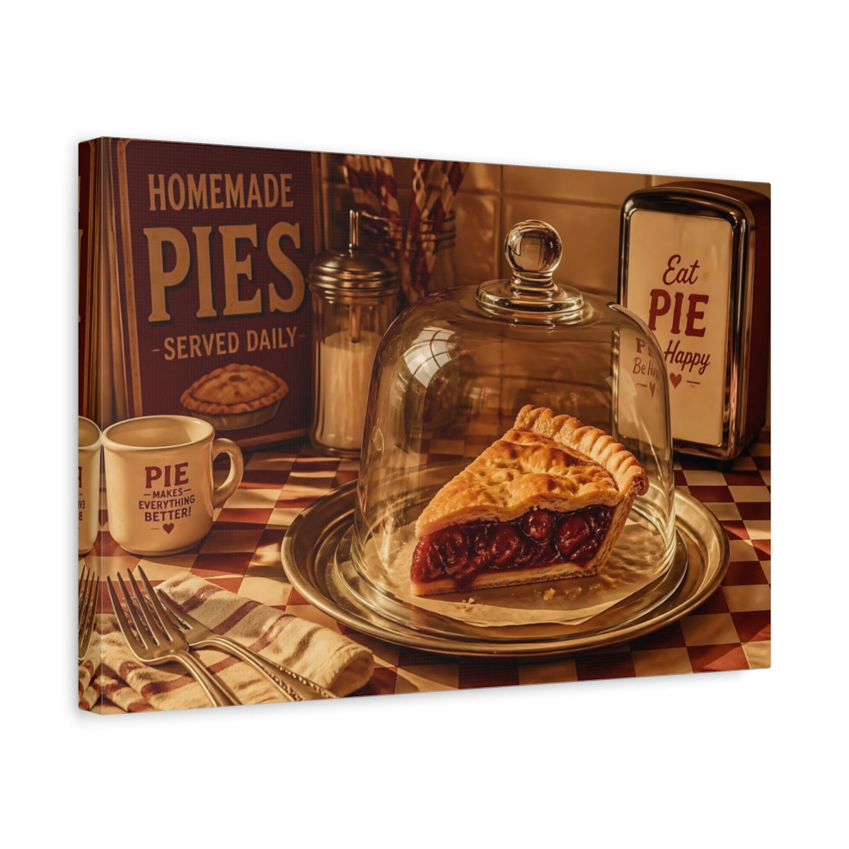 Side Mockup 4. Classic Cherry Pie Slice shown as canvas print