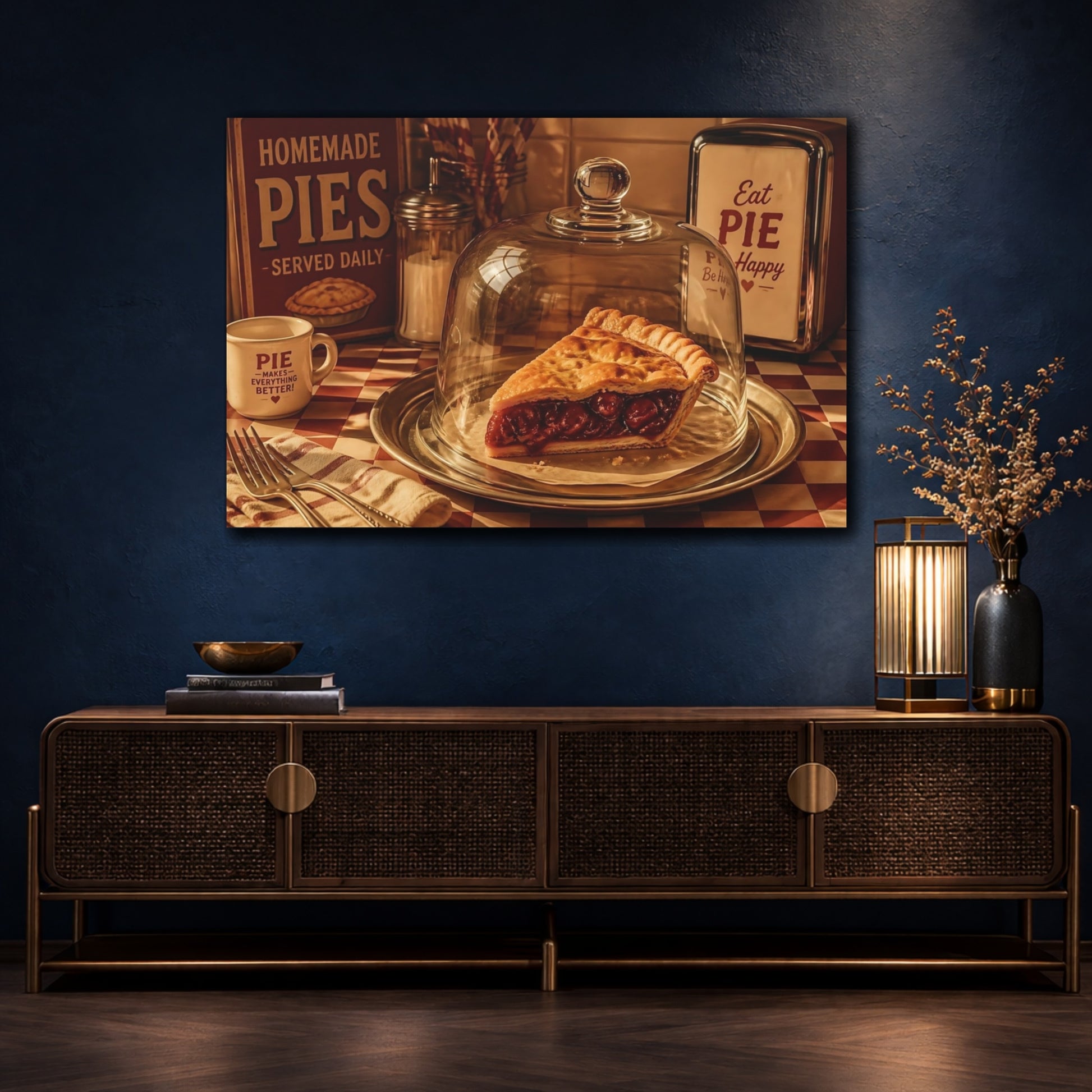 Mockup 4. Classic Cherry Pie Slice shown as canvas print