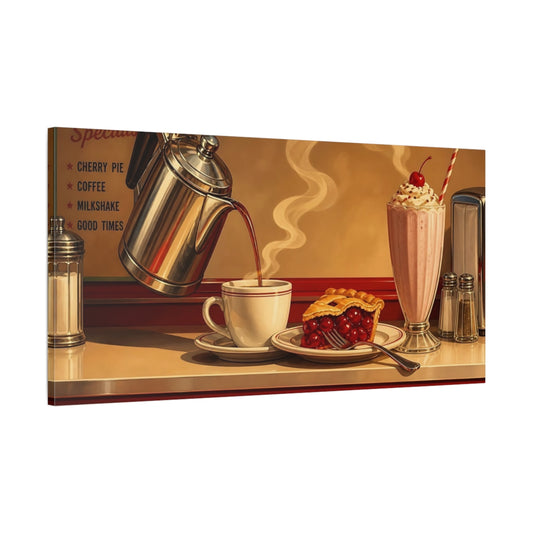 Main Mockup. Classic Diner Coffee & Pie shown as canvas print