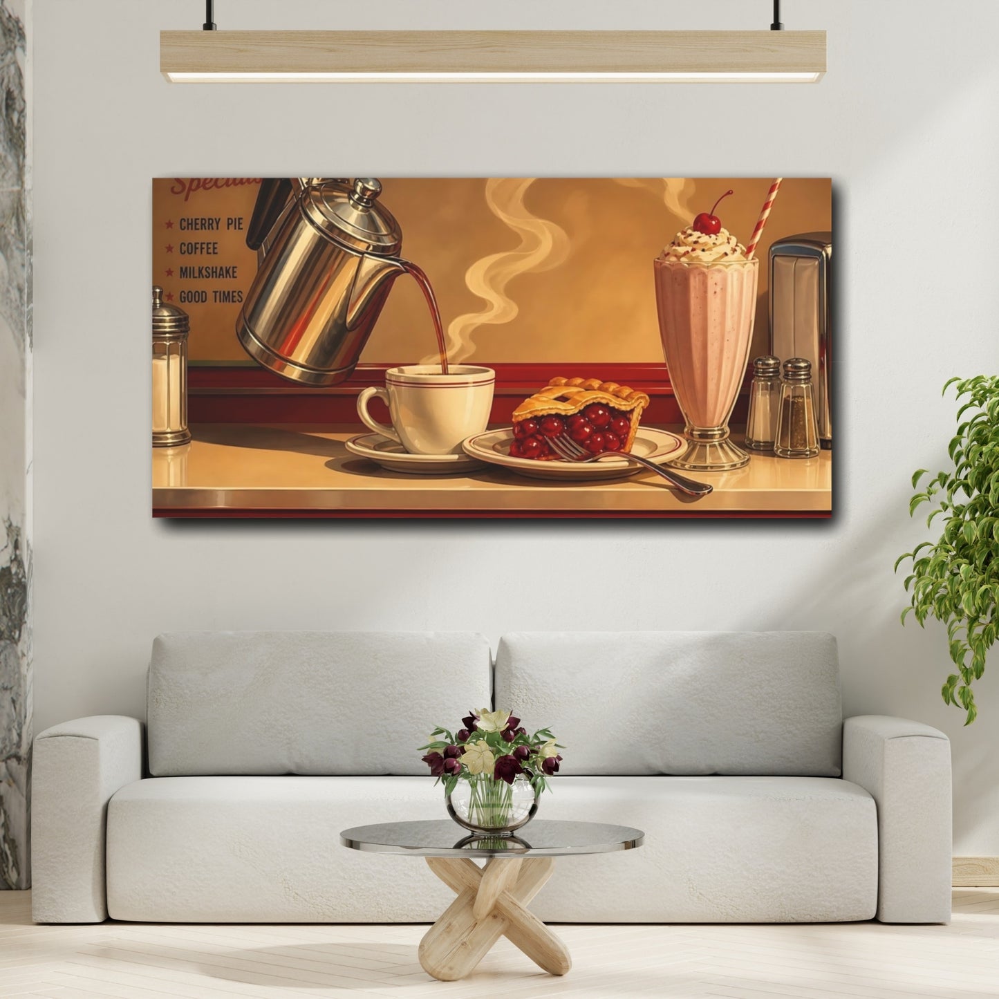 Mockup 2. Classic Diner Coffee & Pie shown as canvas print