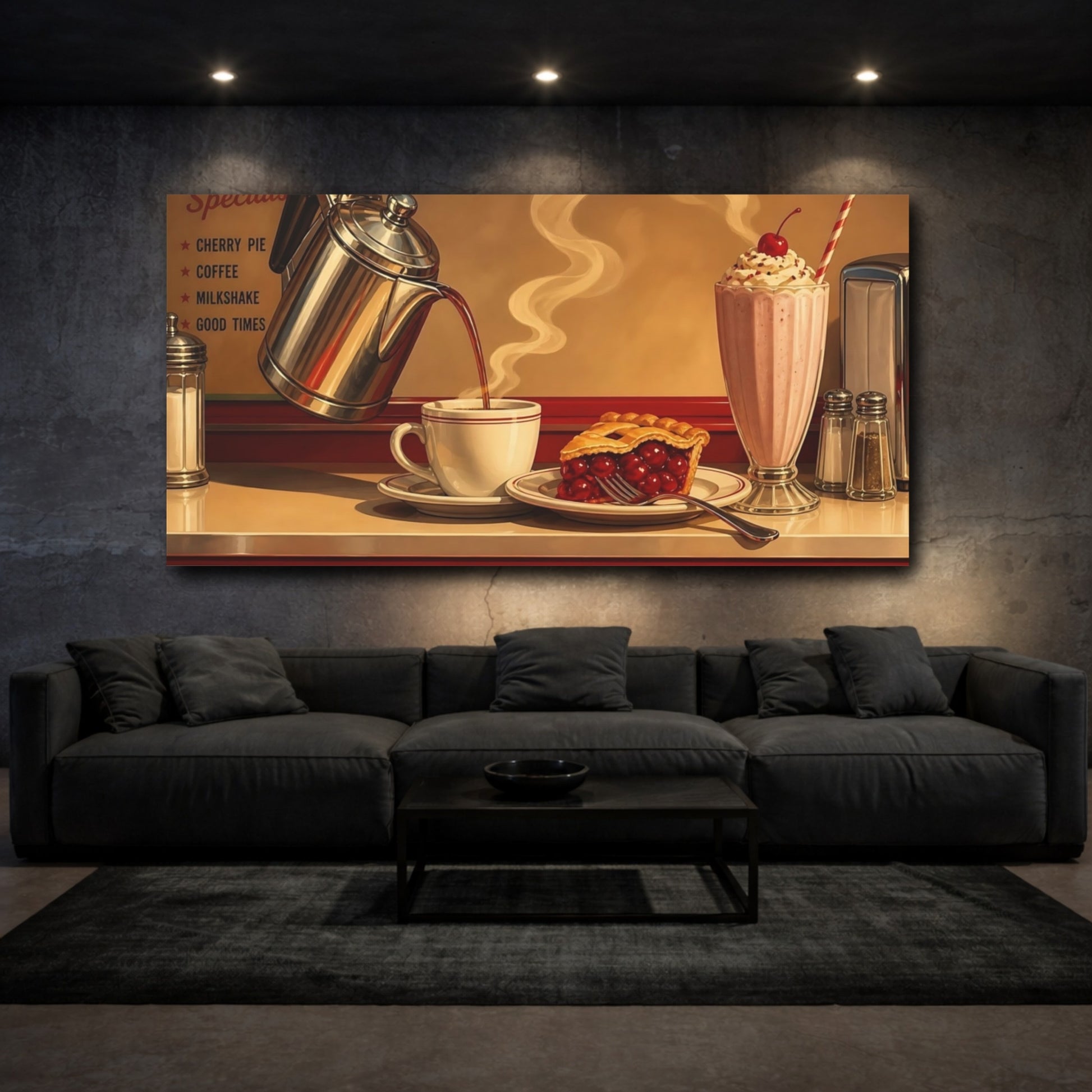 Mockup 3. Classic Diner Coffee & Pie shown as canvas print