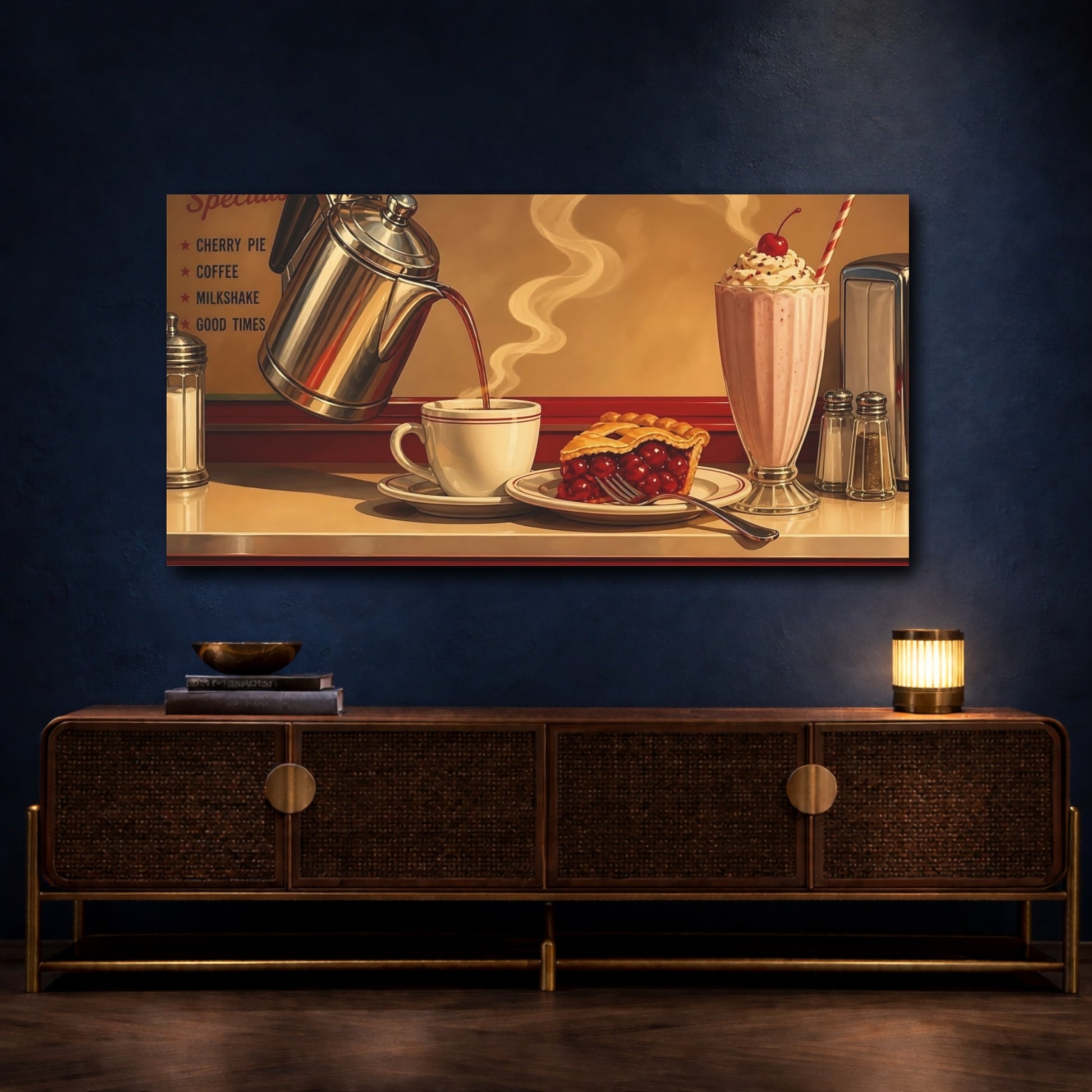 Mockup 4. Classic Diner Coffee & Pie shown as canvas print