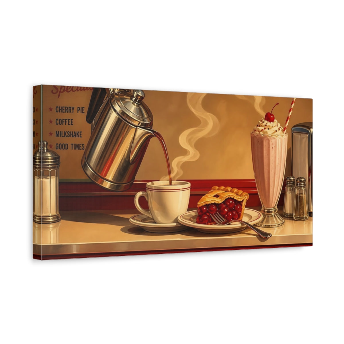 Side Mockup 3. Classic Diner Coffee & Pie shown as canvas print