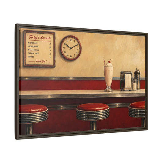 Main Mockup. Classic Diner Milkshake shown as framed canvas print