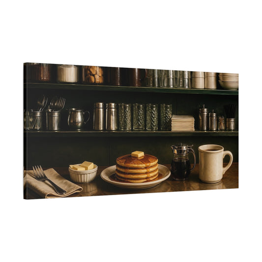 Main Mockup. Classic Diner Pancakes shown as canvas print