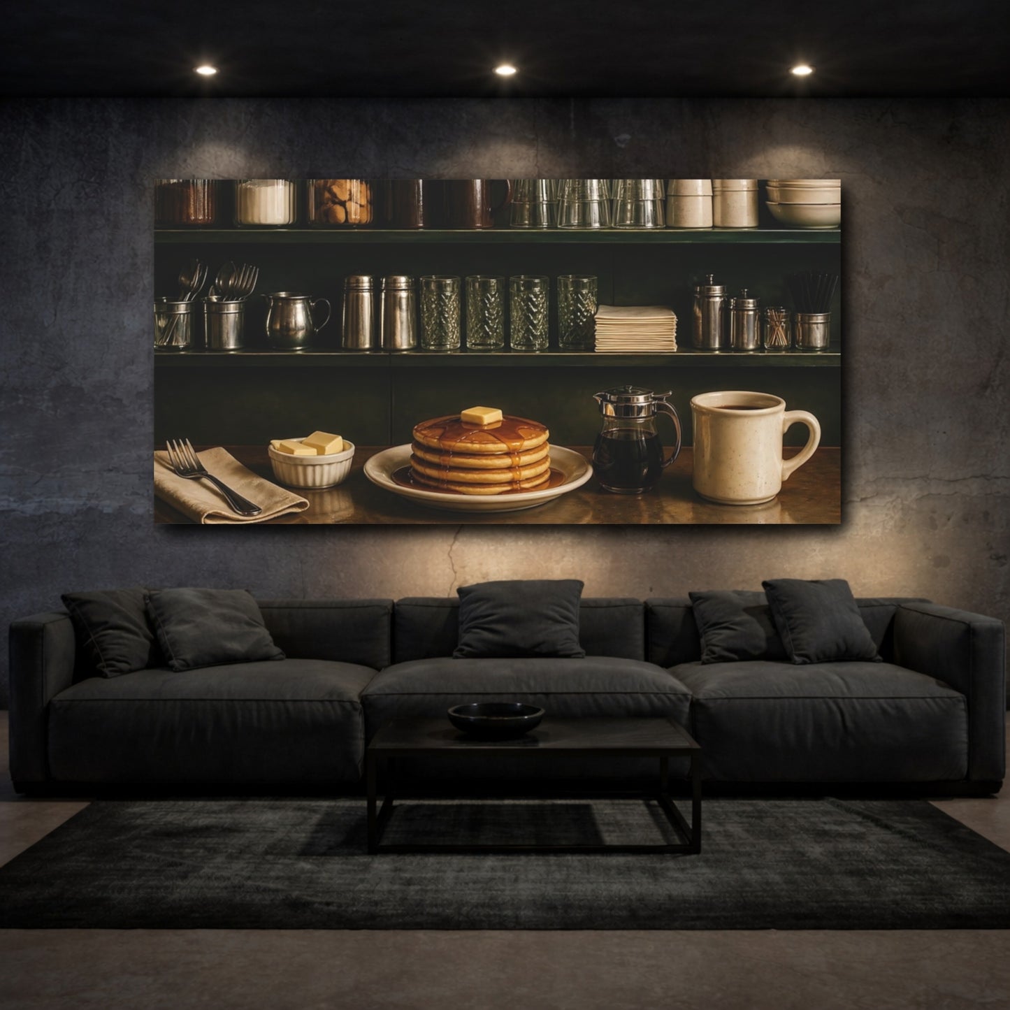 Mockup 3. Classic Diner Pancakes shown as canvas print